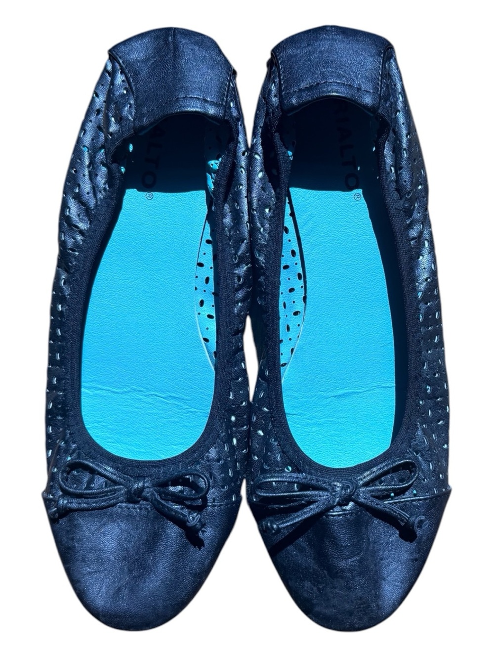 Rialto Shirlee Black Perforated Flat with Bow